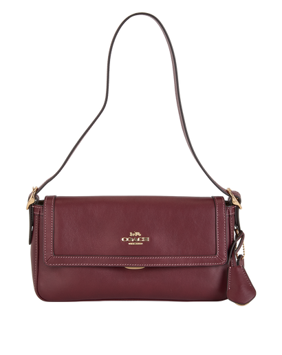 Small Etta Flap, &pound;155, Handbags, Burgundy, Leather, Front view
